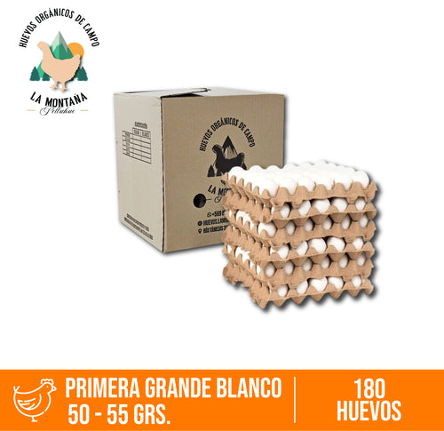 Caja huevos primera blanco 180 unidades.