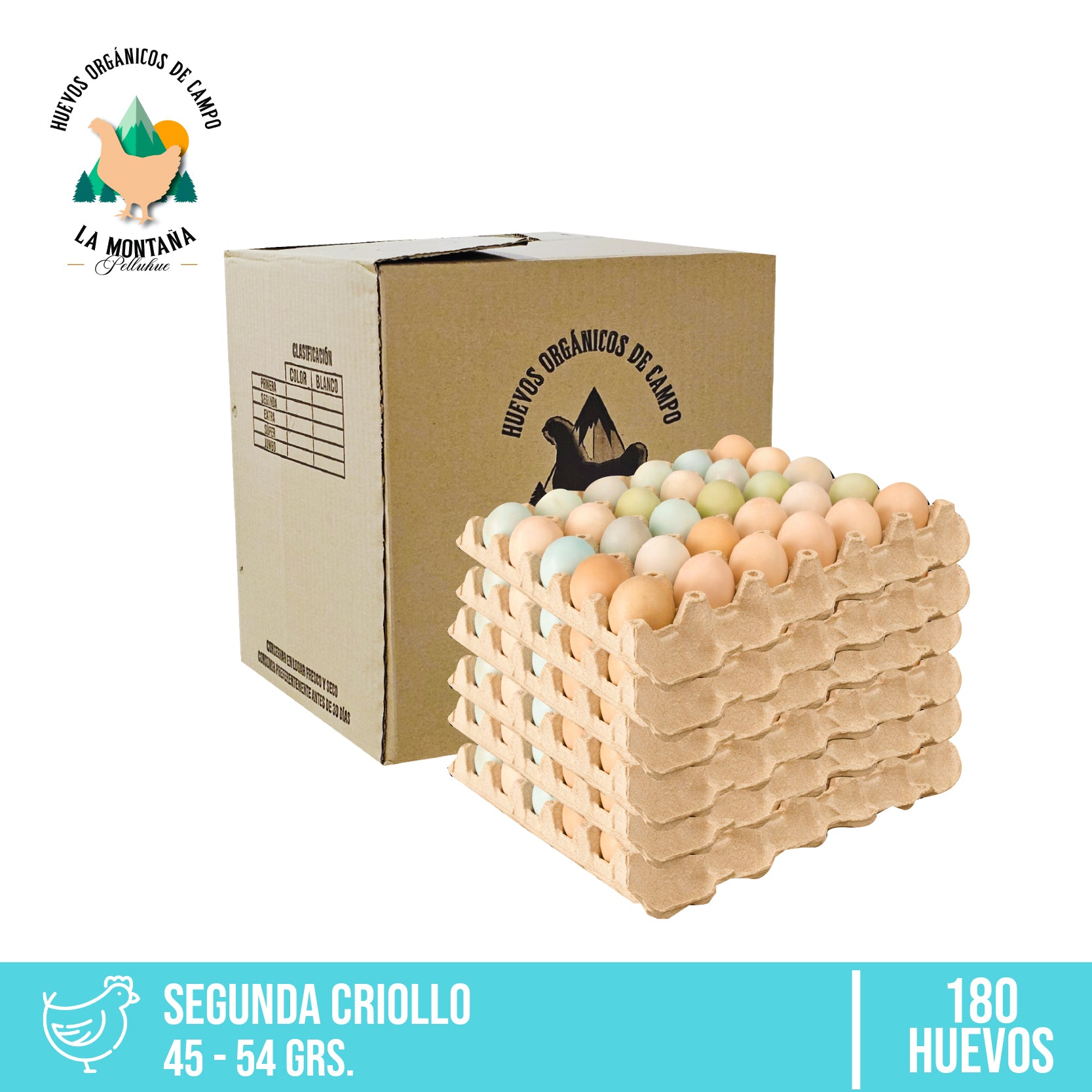 CAJA HUEVOS CRIOLLO SEGUNDA 180 UNIDADES