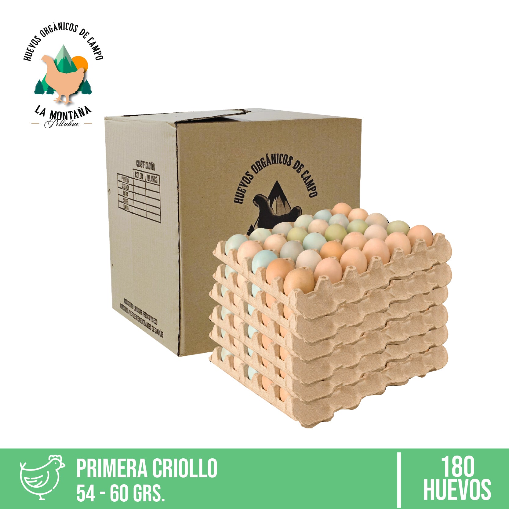 CAJA HUEVOS CRIOLLO PRIMERA 180 UNIDADES