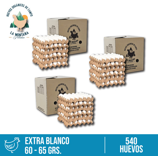 pack de 3 cajas 180 huevos extra blanco