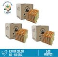 Pack de 3 cajas 180 huevos extra color
