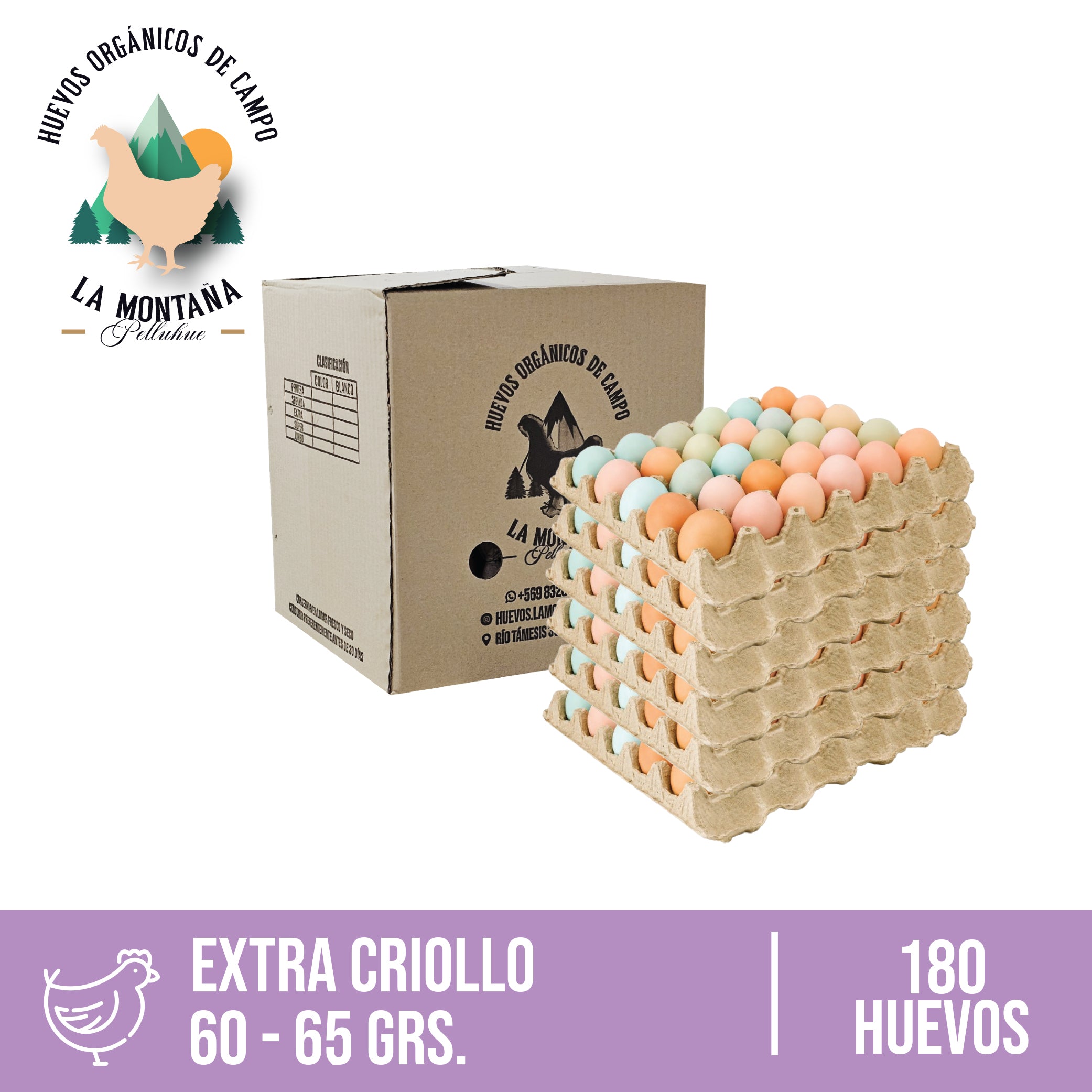 CAJA HUEVOS CRIOLLOS PRIMERA 180 UNIDADES