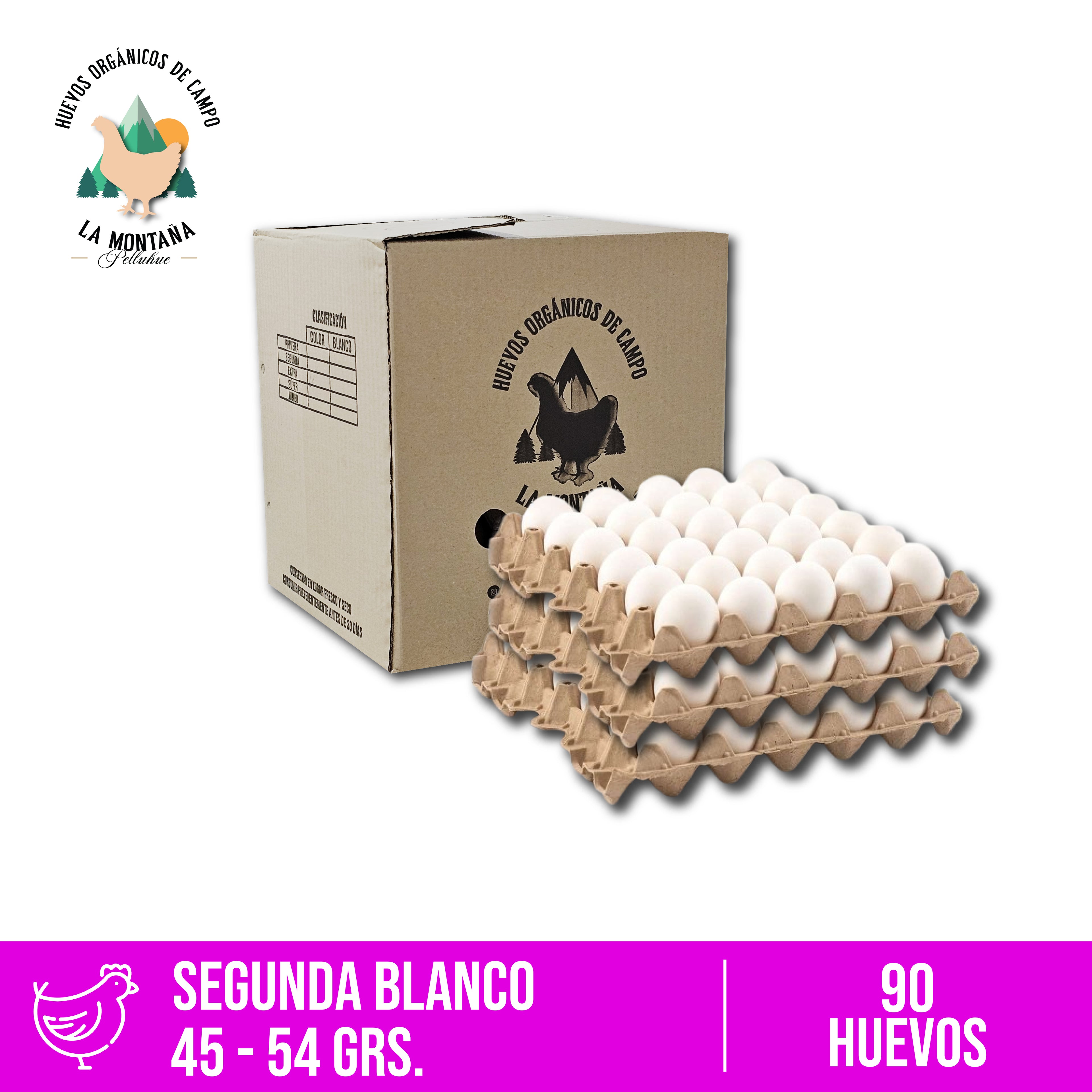 Caja huevos segunda blanco 90 unidades